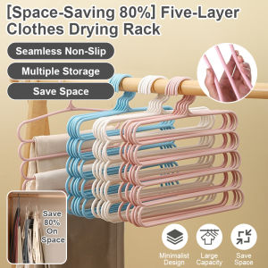【Saves 80% Space】5-Tier Foldable Clothes Drying Rack/Laundry Organizer/Home Storage/Sturdy Metal Frame/Multipurpose Drying Rack
