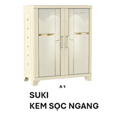Tủ giày dép SUKI thiết kế ngăn kệ giày dép cửa cánh chống bám bụi khớp nhựa cứng cáp màu sắc phù hợp decor tủ nhựa Duy Tân
