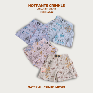 Celana Pendek Anak Perempuan HotPants Crinkle Motif Bunga Depan Usia 3 -12 Tahun Nomenakids 4432