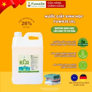 [Can 10L] Nước giặt hữu cơ  FUWA3E enzyme sinh học dứa 10L hương cam/ bạc hà- sạch nhanh an toàn cho da nhạy cảm
