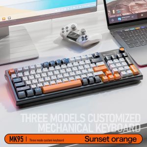 Bàn Phím Cơ Gaming không dây MK95 Bluetooth + USB + Cáp Pin sạc TypeC Hotswap cho máy tính laptop điện thoại