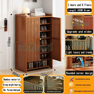 New Bamboo Multi-Layer Shoe Cabinet with Door Stackable Shoe Storage Organizer 6/7/8 Layers 24-Hour Priority Shipping