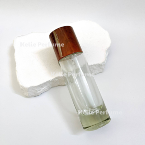 Vỏ rỗng chai đựng nước hoa thủ tinh trụ tròn nắp vân giả gỗ dung tích 30ml nhiều màu vòi xịt phun sương