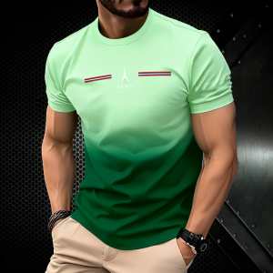 [Local Stock] ZEEMIN Summer Mens T-Shirt Loose Paris Creative Short Sleeve Top Solid Color Vintage Streetwear ﻿round Neck Short Sleeved T-Shirt Top