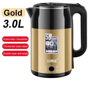 Electric Kettle 3L Fast Heat Stainless Steel Kettle Smart Keep Warm Auto Swich-off Double Layer Jug Kettle