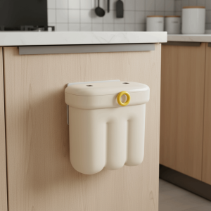 BEDDEH Cartoon Kitchen Garbage Can Plastic Large Capacity Wall Mounted Trash Can Modern with Lid Cabinet Door Bin Kitchen