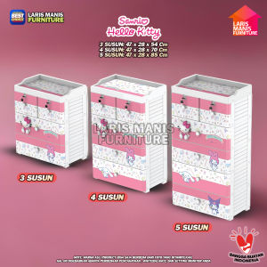 Lemari Pakaian Laci Lemari dengan Motif 3D dan Kunci Cabinet Nandos Bianca Naiba