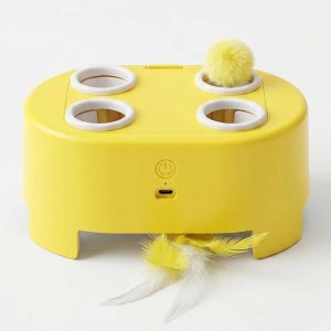MAJESTICX Rechargeable Smart Cat Toys Electric Multi Hole Game Automatic Pop-Up Toy Pom Pom Balls Cat Chase Game Toy Pet Supplies
