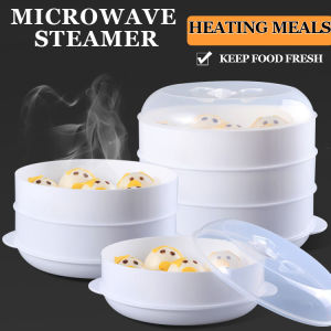 European Double-layer Plastic Steamer Microwave Oven Steamer Round Rice Cooker Microwave Oven With Lid Kitchen Cooking Tools