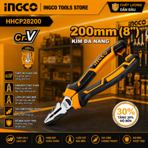 Kìm Răng 8 Inch/200mm INGCO HHCP28200 Thép CR-V Tiết Kiệm 30% Lực Tay Cầm Hai Màu