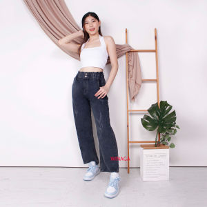 WINAGA- Highwaist Kulot Jeans Panjang Wanita Laser Loose Jeans