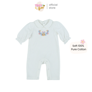 TinyBee บอดี้สูทเด็ก ชุดหมียาว Baby Romper Sleepsuits ชุดเด็กอ่อน ผ้าฝ้าย ปักดอกไม้ อายุ 3-24 เดือน