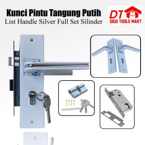 Kunci Pintu Tanggung Putih List  tengah Handle Full Set Silinder