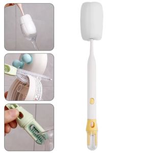 3-IN-1 Long-handled Sponge Cup Brush Multipurpose Baby Bottle Scrubber 360° No Dead Angle Gap Brushes Household Cleaning Tools
