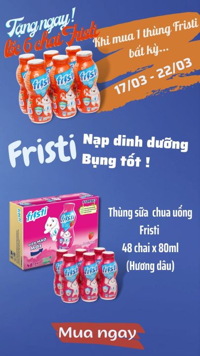 [MIỄN PHÍ VẬN CHUYỂN TOÀN QUỐC]Thùng sữa chua uống fristi cho bé hương nho 48 chai 80ml từ sữa&vitamin ADB bổ sung chất xơ tiêu hóa tốt tăng đề kháng cung cấp năng lượng hấp thụ canxi-sữa cô gái hà lan-siêu thị gia đình