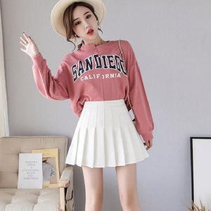 IELGY pleated skirt womens solid color high waist anti-light A-line thin Korean version of slim all-match style