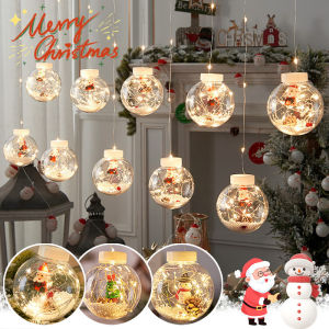 LED Curtain String Light Santa Claus Wishing Ball Lamp Christmas Tree Decorations New Year Ornaments