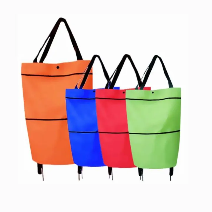 Philippines no1 Portable Tote Bag Folding Grocery Shopping Cart Rolling Bag  With Wheels Trolley Bags Handbag Organizer Lazada PH