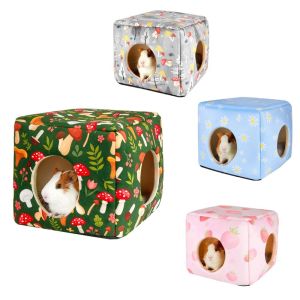 NEXASHOP Washable Guinea Pig Hideout with Cushion Large Size Chinchilla Hamster House Cozy Non-slip Small Pet Bed Rabbit