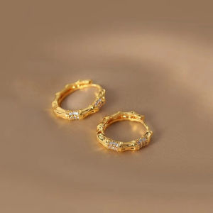 Vietnamese gold-plated bamboo-shaped earrings for women simple and elegant design brass gold-plated earrings jewelry wholesale