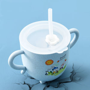 baby training cup learher with straw toddler water bottle cup with cover