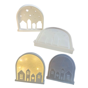 Flexible Silicone Mold for Night Lamp Decoration Mold Decorative Arched House Table Ornament Mould Making Tool