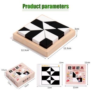 Puzzle Kayu Mainan Edukasi Anak Square Tetris Kayu Montessori Toys 5 Tahun Hiding Blocks