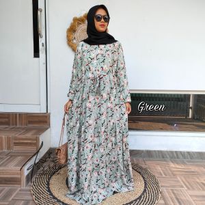 KV.GROSIR Gamis Wanita Rayon Premium Twill | Dress Remaja Rayon Etnhic Bunga | Dayli Dress Dewasa Santai Simpel | Homey Dress Simpel