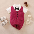 【COD】Baby Romper  Clothes Set Summer Thin Jumper Baptismal Newborn Jumpsuit Gentleman Bayi Short Sleeve Clothing Suit Bodysuits. 