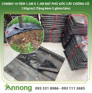 Combo 10 Tấm 1.3m x 1.3m Bạt Phủ Gốc Cây Chống Cỏ (Tặng kèm 5 ghim/tấm)