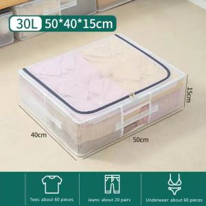 NEARER Oversize Foldable Under Bed Storage boxs Organizer Bins Organizing Box with Zipper household goods storage cabinet transparent Storage bedroom clothing storage box Wardrobe organizer