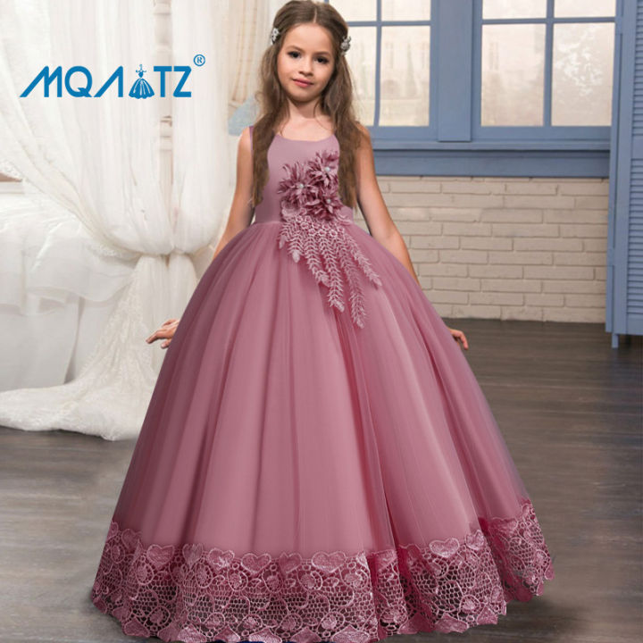 MQATZ Flower Girl's Princess Sleeveless Wedding Dress Birthday