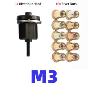 YESMILE 11Pcs/Set M3 M4 M5 M6 M8 M10 Hand Rivet Nut Easy Installation Mandrel Staple Head Rivet Tool Set Durable with Rivet Nuts Manual Riveter Tool