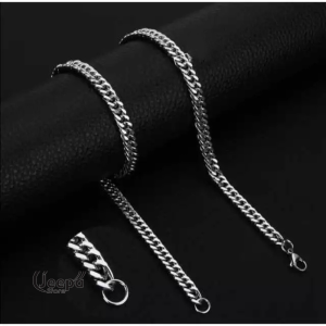Kalunng Rantai Titanium Hitam Silver Emas | Kalung Titanium Fashion Pria Wanita Model Padat KT3
