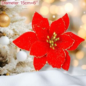 Believe 12 Pcs Set Flower For Xmas Tree: Red Christmas Flower Stick Poinsettia Artificial Flowers For Christmas Tree Ornaments Christmas Flower Bouquet Christmas Flowers Decorations | Xmas Decoration Sale Christmas Decorations Set On Sale