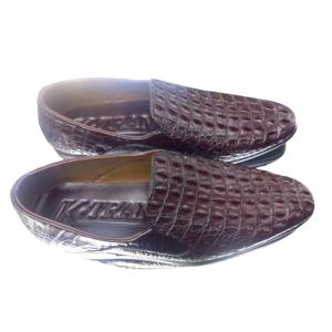 Giày tây namgiày nam da cá sấu mã K02 hàng thủ công thượng hạngchất liệu da cá sấu châu phi màu nâu mận.