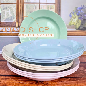 12 PCS PIRING TEBAL ANTI PECAH SOFT CEKUNG 9 INCH PIRING MAKAN TEBAL