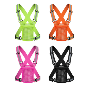 Reflective Safe Vest with Storage Pocket Light weight Adjustable Elastic Vest Jackets Night Walking Reflective Vests