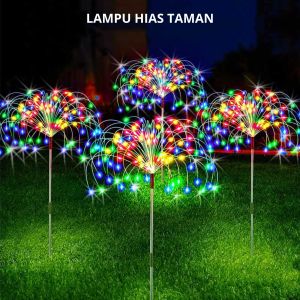 COD Lampu Hias Taman LED Fireworks Lights Solar Panel IP65 / Lampu Hias Teras Depan Rumah Taman Cafe Outdoor Tenaga Surya Solar Tahan Air Mewah Unik Terbaru / lampu hias taman tiang outdoor unik tenaga surya matahari anti air led depan rumah warna warni