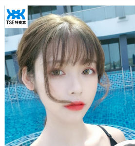 TSE Air Bangs Wig Piece Invisible Seamless Real Hair Hand-knitted Natural Hair Air Bang With Temple RW23