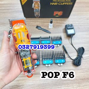 POP F6 Tông đơ cắt tóc lưỡi kép cao cấp công suất 10W màn hình LCD hiển thị pin thời gian sử dụng 180 phút phù hợp cho gia đình salon