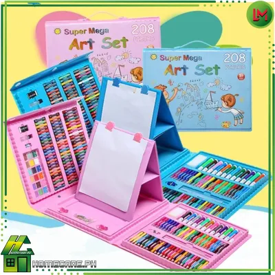 HOMECARE PH. 208Pcs Kids Super Mega Art Coloring Set Crayons Oil Pastels Color Pencils For Drawing & Painting