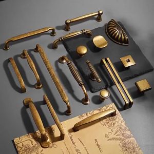 WH Antique bronze cabinet door handles zinc alloy antique-style furniture wardrobe drawer cabinet American retro cabinet furniture handles