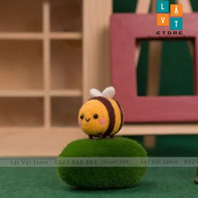 Bộ chọc len có hướng dẫn Ong bé nhỏ dễ làm có hướng dẫn quà tặng DIY needle felting beee