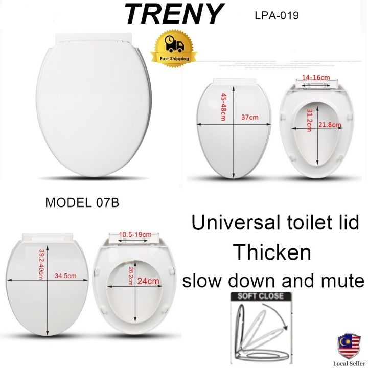 TRENY Ready StockToilet Seat Cover Soft Closing / Padded Toilet Seat
