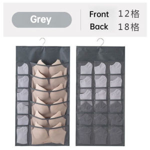 [SG]Double Sided Hanging Closet Organizer Underwear Storage Bags with Pockets Ties Bra Socks Panties