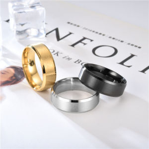 JJT Stylish Minimalist Titanium Steel Ring with Matte Finish and Double Beveled Edges for Men and Women