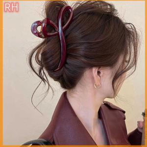🔥🔥🔥ranghe กิ๊บหนีบผมสีแดงเข้มสำหรับผู้หญิงกิ๊บหนีบผมหางม้าพลาสติกเครื่องประดับผมอาวุโสสำหรับผู้หญิง