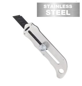 Stainless Steel Utility Knife Heavy Duty Steel Cutter Black Blade Solid Hand Cutter Pisau Tolak Keluli