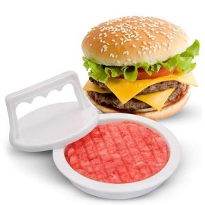 Non Stick Round Shape Hamburger Press With Wood Handle 3 In 1 Stuffed Press Meat Patty Hamburger Maker Mold Kitchen Cooking Tool